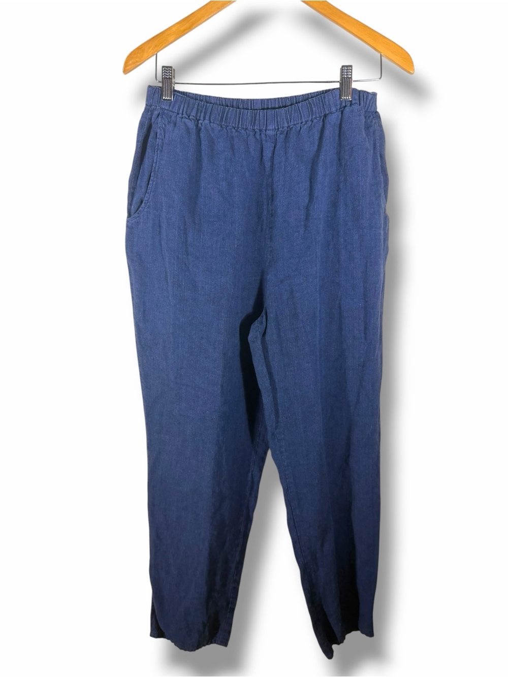 Women’s Flax Indigo Blue Line Pull On Straight Leg Pants Size Medium